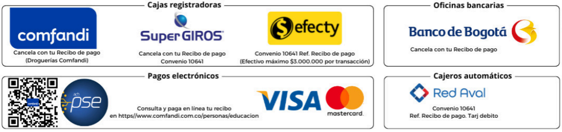 Logos de punto de pago servicios de educación