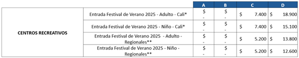 tarifas festival de verano